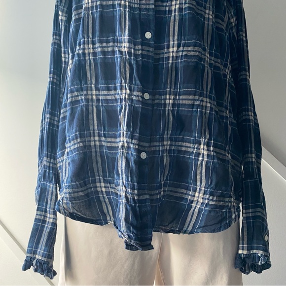 Nili Lotan Vivian Plaid Button Down in Navy White - Large - Picture 8 of 15